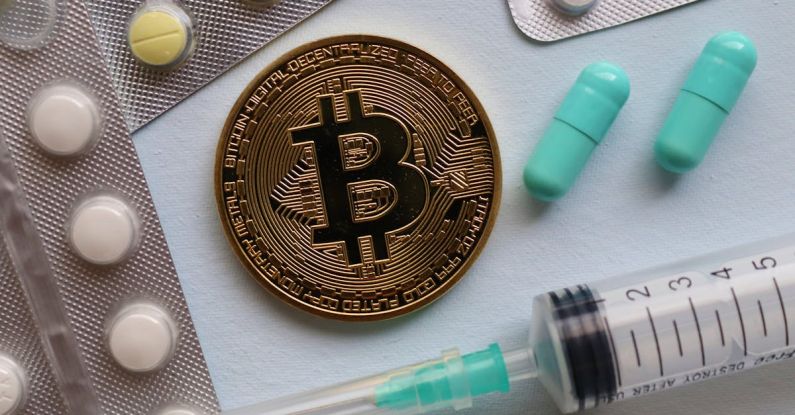 Health Investment - Bitcoin and Pills on Table