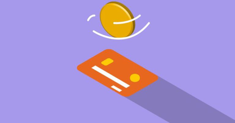 Alternative Investments - Creative graphic illustration of golden coin spinning above credit card on violet background